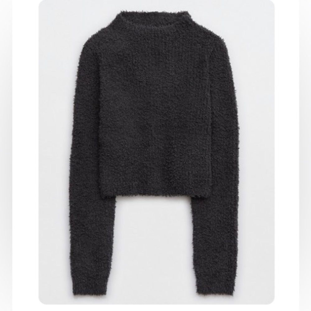Black mock neck buttery soft crop sweater XXL aerie brand